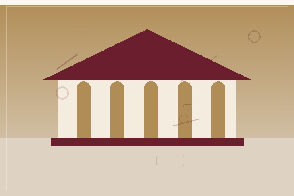 Formal business architecture illustration in muted gold